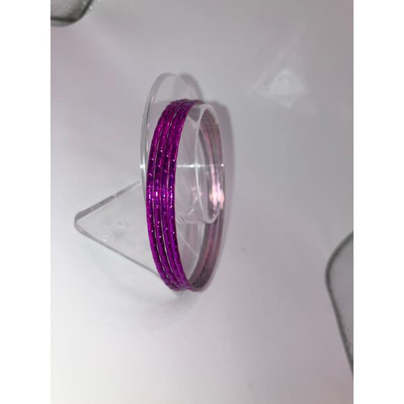 4 Purple Raised Bamboo Pattern Metal 3 1/8 Inch Bracelets Lot! - Picture 5 of 6